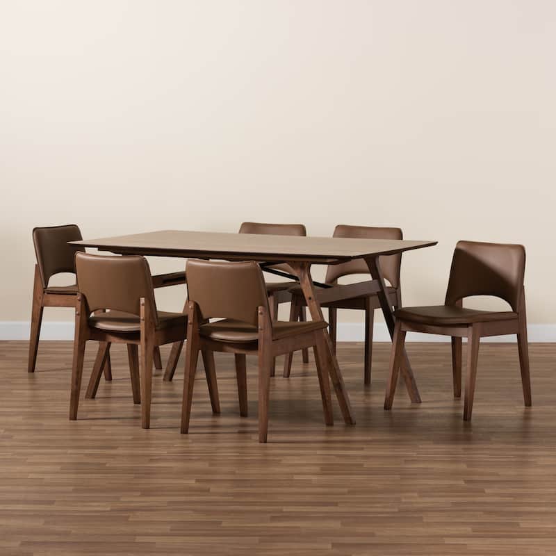 Afton Mid-Century Modern 7-Piece Dining Set