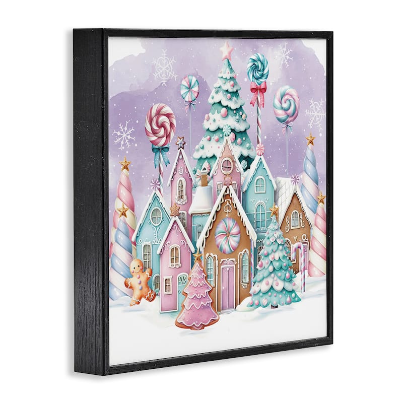 Stupell Gingerbread Candy Town Framed Giclee Art Design By Nicole DeCamp