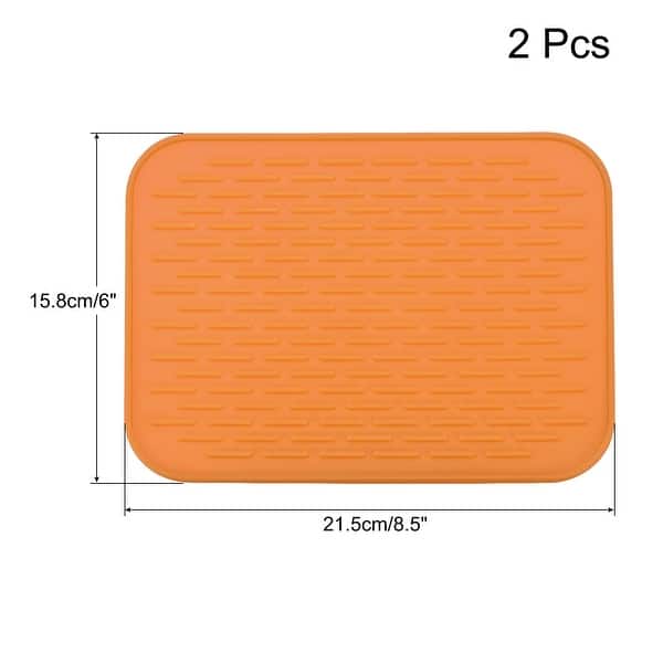 slide 2 of 5, Dish Drying Mat Set, Under Sink Drain Pad Heat Resistant for Kitchen - 8.5 x 6 x 0.24 inch Orange