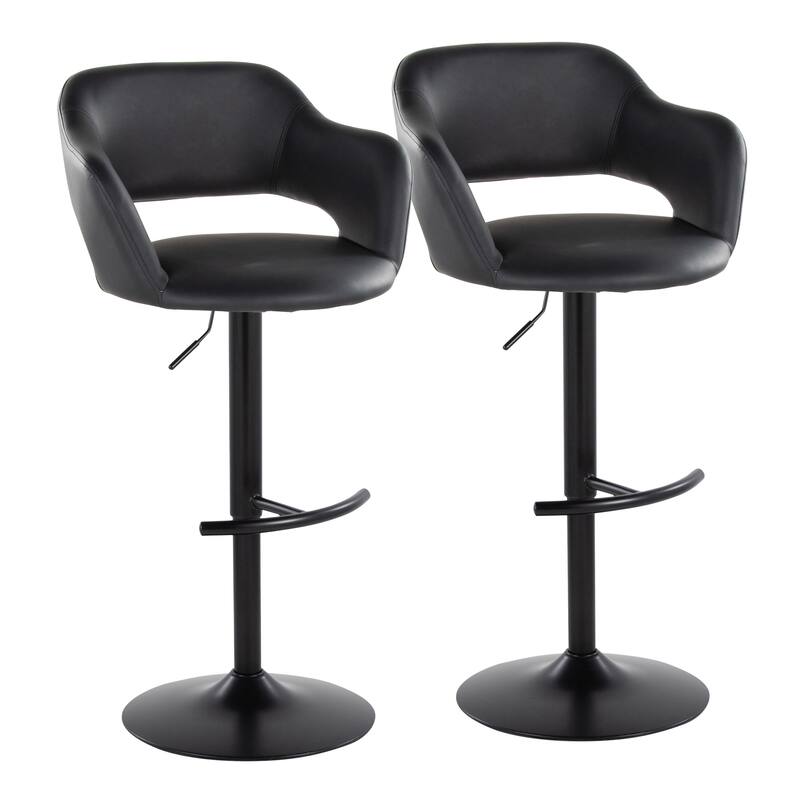 Porch & Den Vallen Adjustable Faux Leather Bar Stool with Rounded T Footrest (Set of 2)