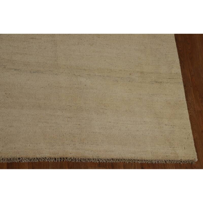 Muted Gabbeh Oriental Area Rug Hand-Knotted Wool Carpet - 8'1" x 9'10"