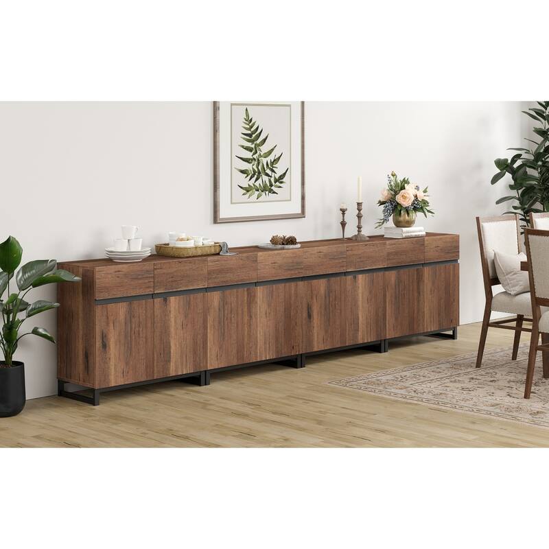 WAMPAT 4 in 1 Multifunctional Sideboard Buffet Cabinets, Modern Sideboard with Adjustable Shelves, Accent Storage Cabinet Table