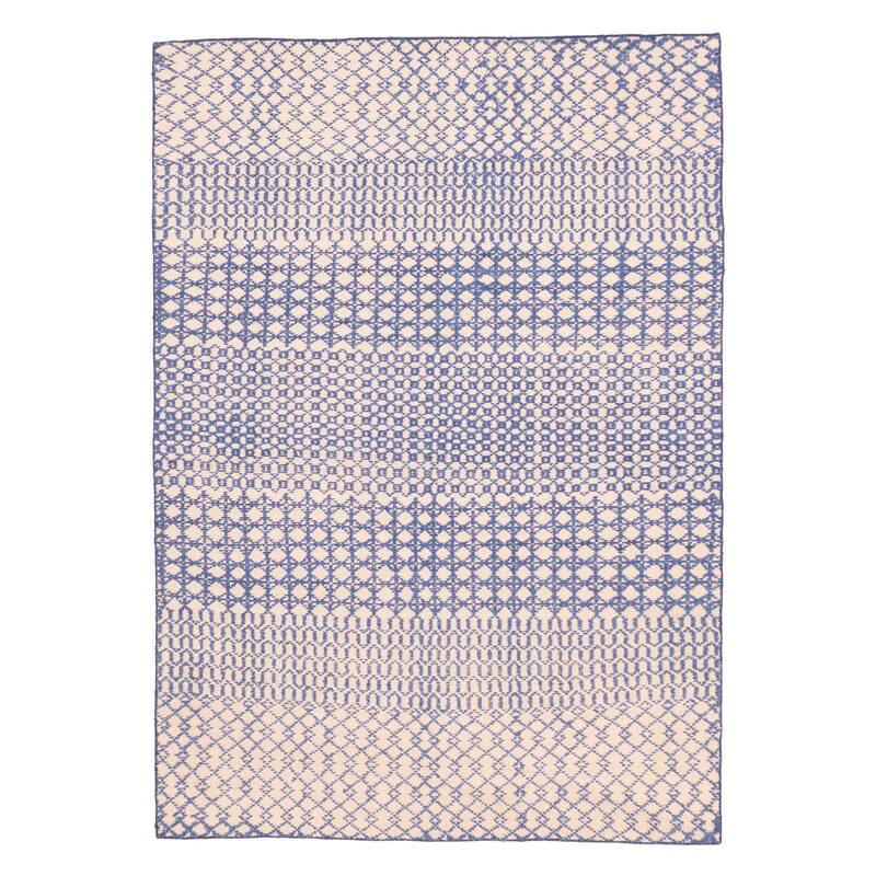 ECARPETGALLERY Hand-knotted Tangier Dark Blue Wool Rug - 5'4 x 7'7