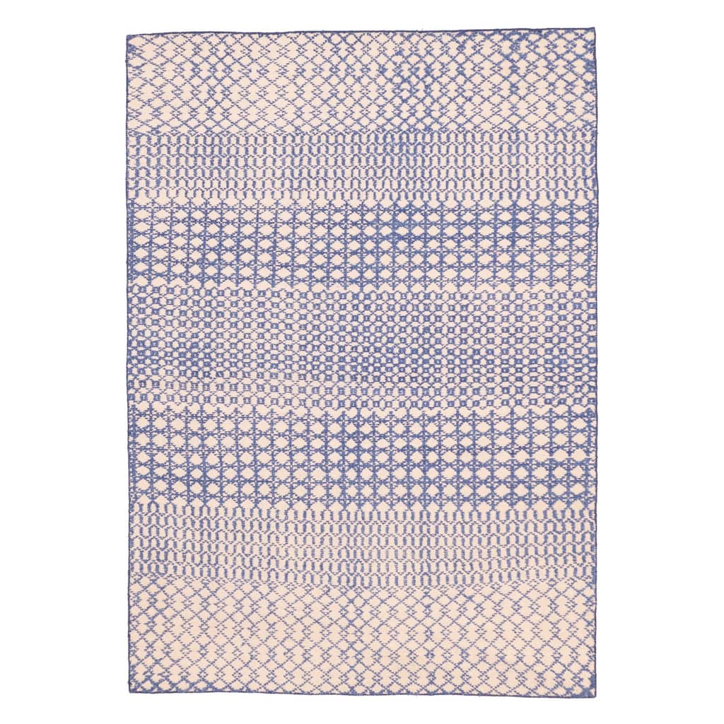 ECARPETGALLERY Hand-knotted Tangier Dark Blue Wool Rug - 5'4 x 7'7