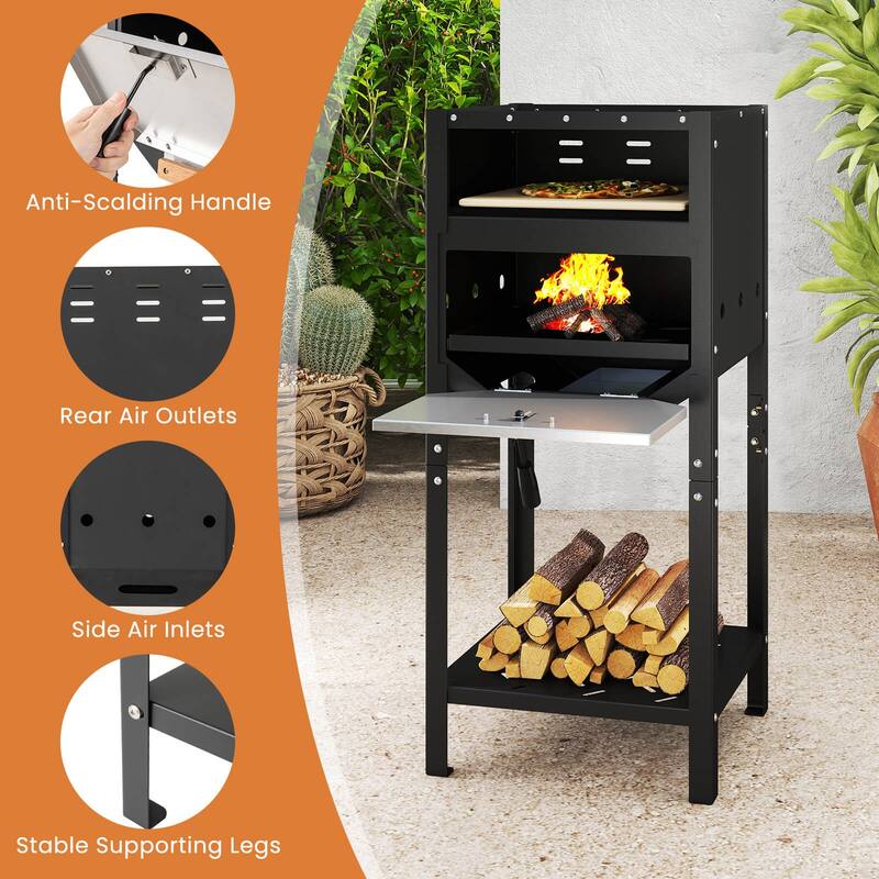 Costway 12" Outdoor Pizza Oven with Ash Tray & Wood Storage Pizza - See Details