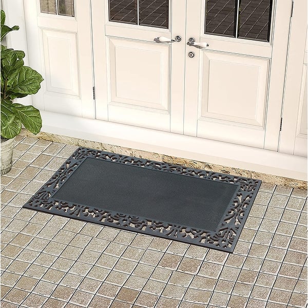 Extra Durable Striped Front Door Mat Outdoor - Rubber Doormat Indoor - Non-Slip Doormat Rug (30 x 18) Back Front Doormat - Welcome Mat - Easy Clean