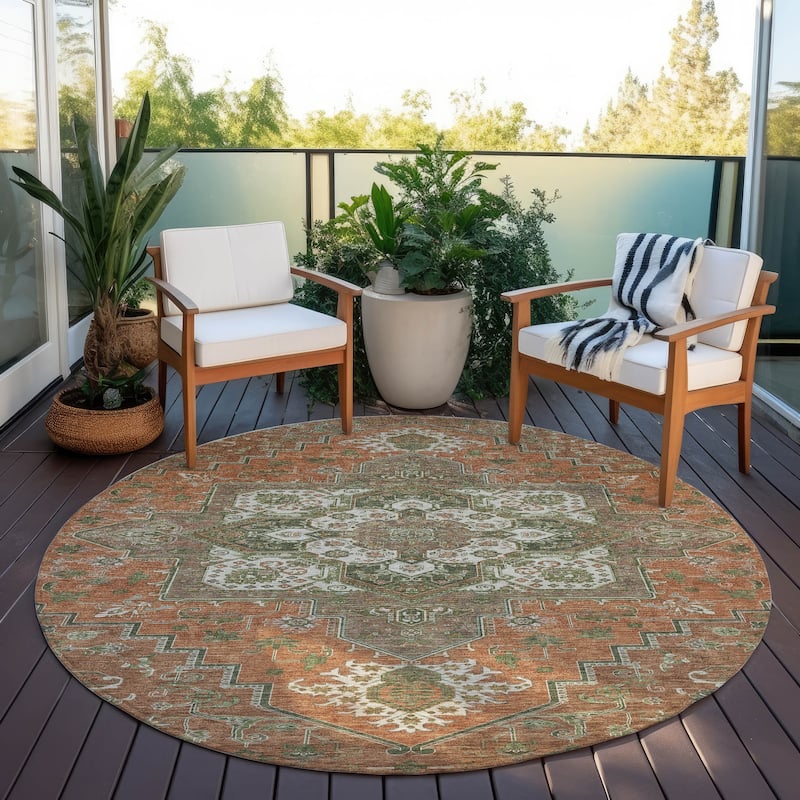 Machine Washable Indoor/ Outdoor Persian Traditional Chantille Rug