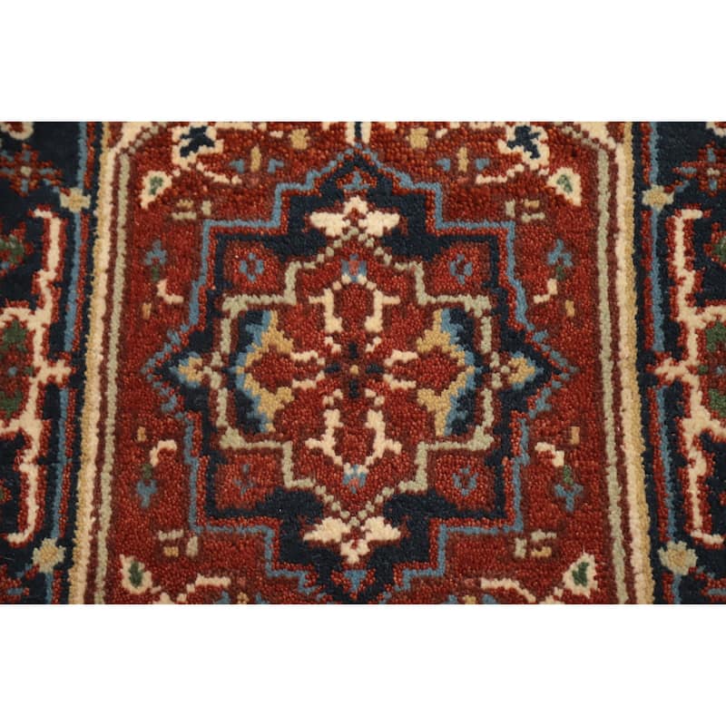 Hand Knotted Oriental 100% Wool Carpet Traditional Medallion Oranges & Rust Heriz (serapi) Area Rug - 3' 0'' X 2' 0''