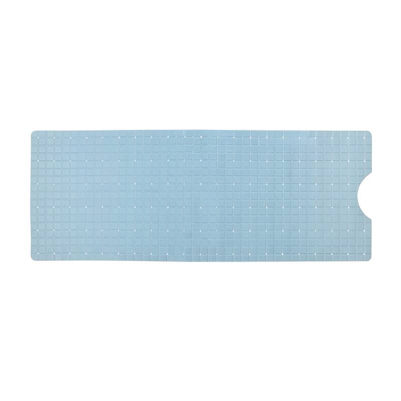 HomeRoots 40" Light Blue Geometric Tiles Non Slip Bathtub Mat