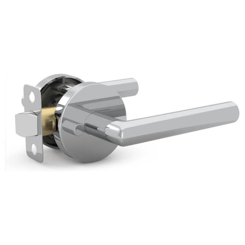 Mega Handles RONN Privacy Flat Lever for Hallway, Closet, and Bathroom I Reversible Keyless Door Lock - Polished Chrome