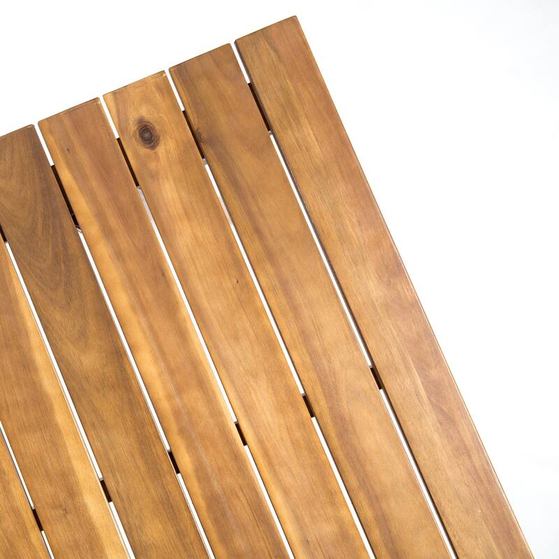 Christopher Knight Home - Orelia 7-Piece Outdoor Acacia Wood Dining Set with Woven Wicker Chairs & 68.5" Rectangular Slat Table