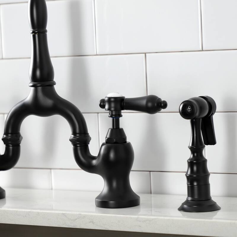 Kingston Brass Heirloom Bridge Kitchen Faucets with Brass Sprayer