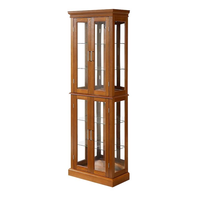 6-Shelf Lighted Antique Display Cabinet