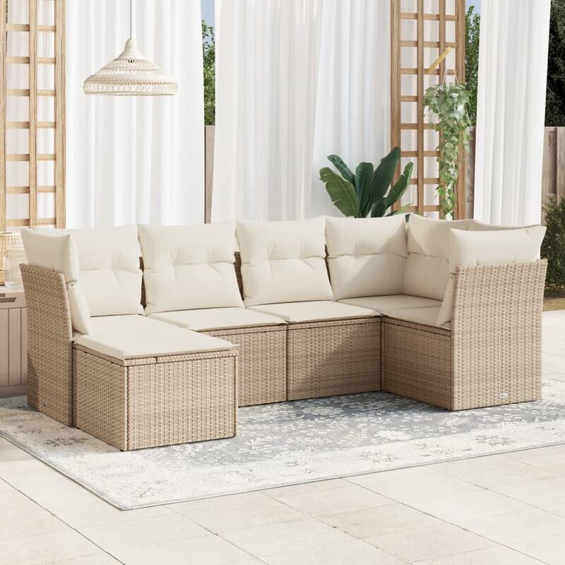 vidaXL Garden Sofa Set Beige, Cream White - 24.4 x 24.4 x 27.2