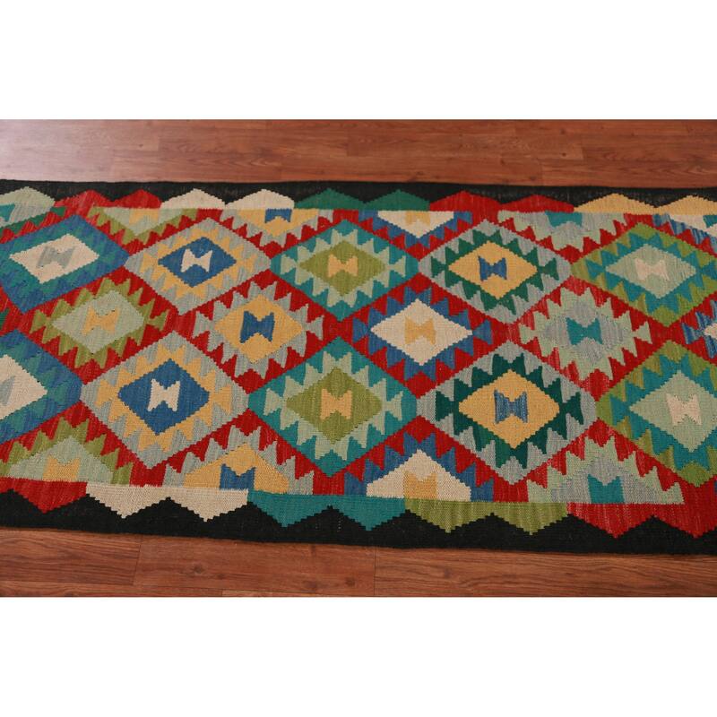Kilim Runner Rug Hand-Woven Oriental Wool Carpet - 2'9" x 12'11"