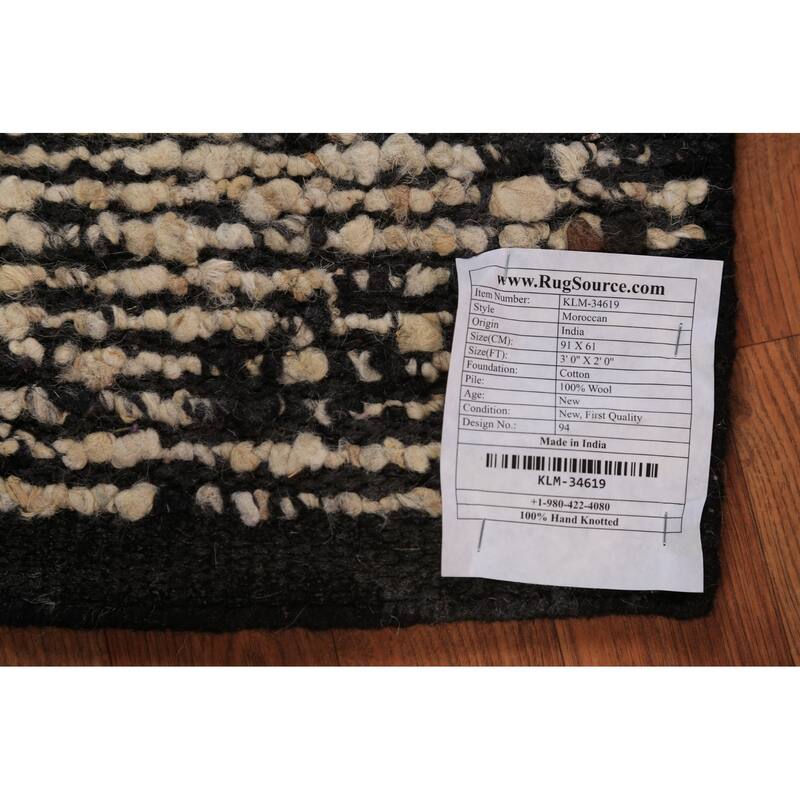 Abstract Moroccan Indian Accent Rug Handmade Wool Carpet - 2'0"x 3'0"