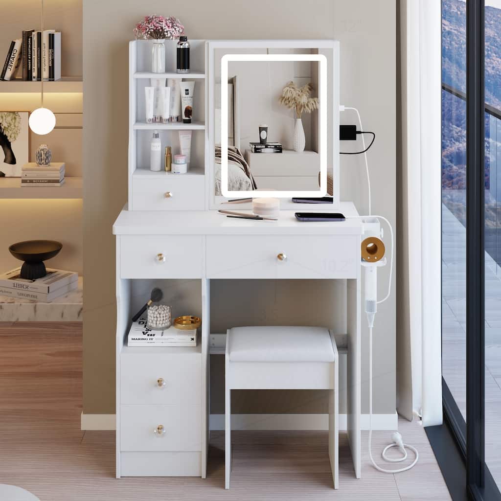 Versatile Desktop Vanity Table with Multiple Functionalities and Accessories