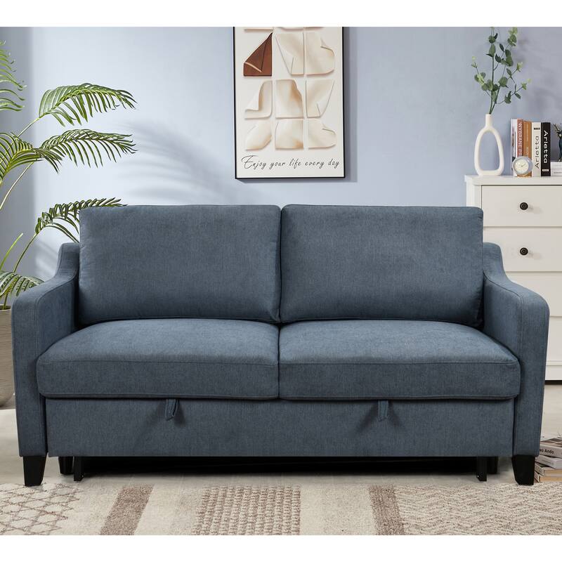 Fabric Convertible Sleeper Sofa Bed with Reclining Backrest