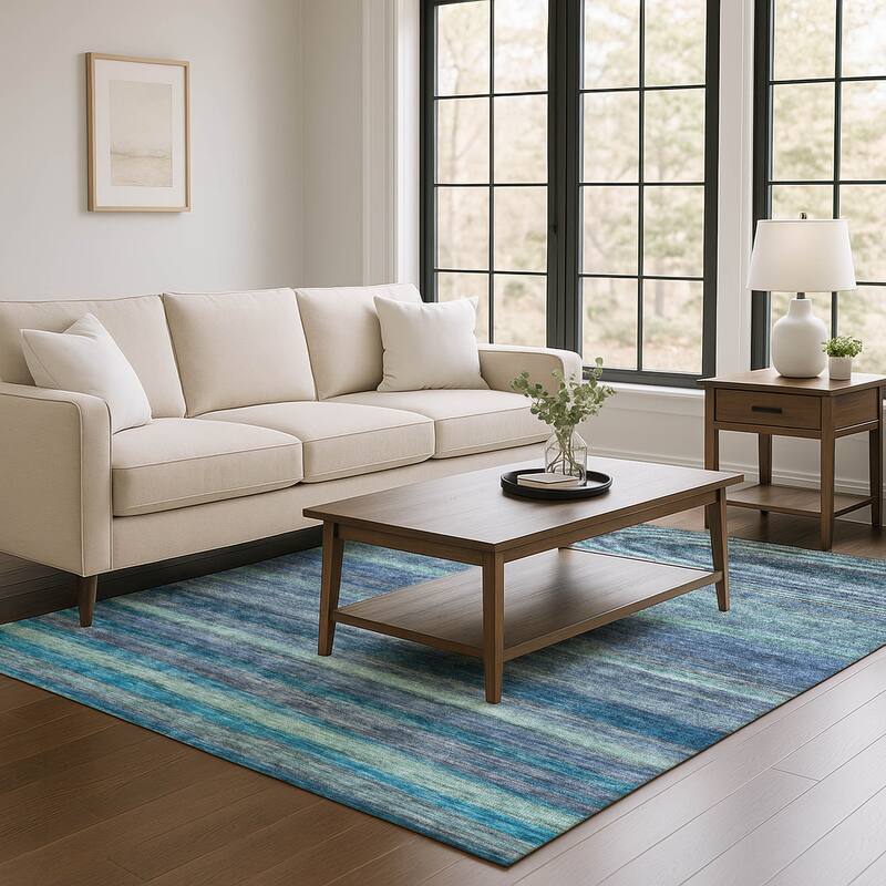 Premium Washable Super Soft Ombre Stripes Mayfield Rug - Blue - 2'6" x 3'10"