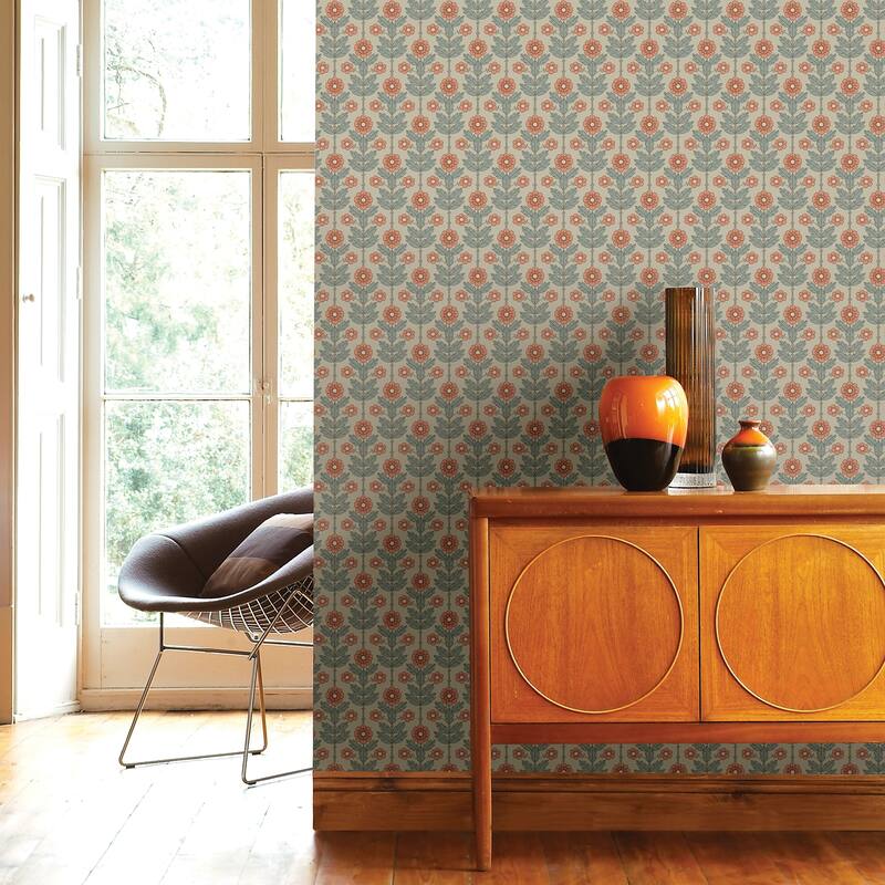 Whittier, Aya Floral, 33 FT. L x 20.5In. W Wallpaper Roll - Beige