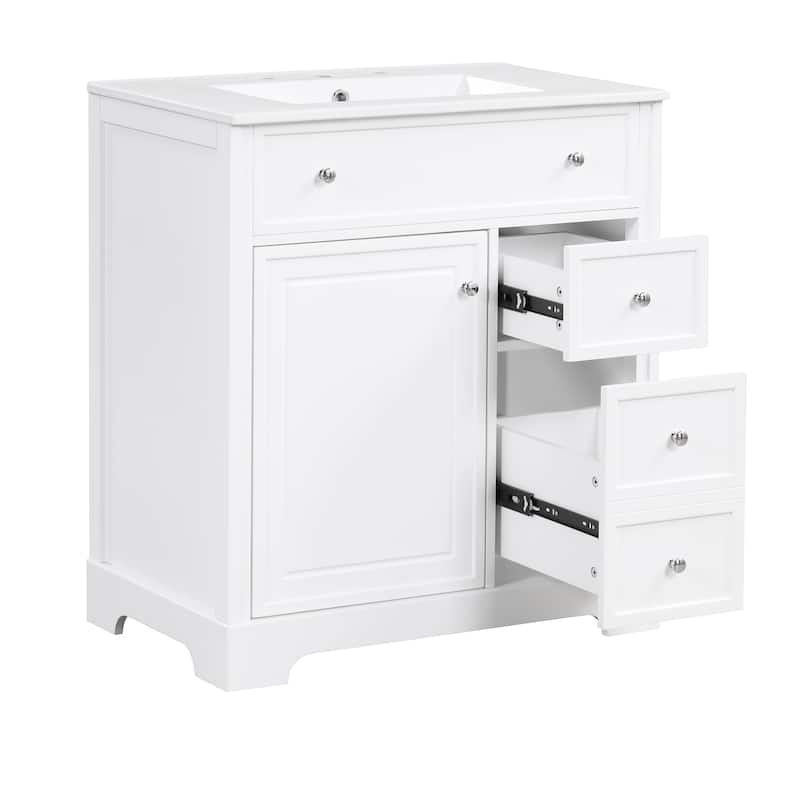 Merax Bathroom Vanity with Sink Top & Hidden Door Rack