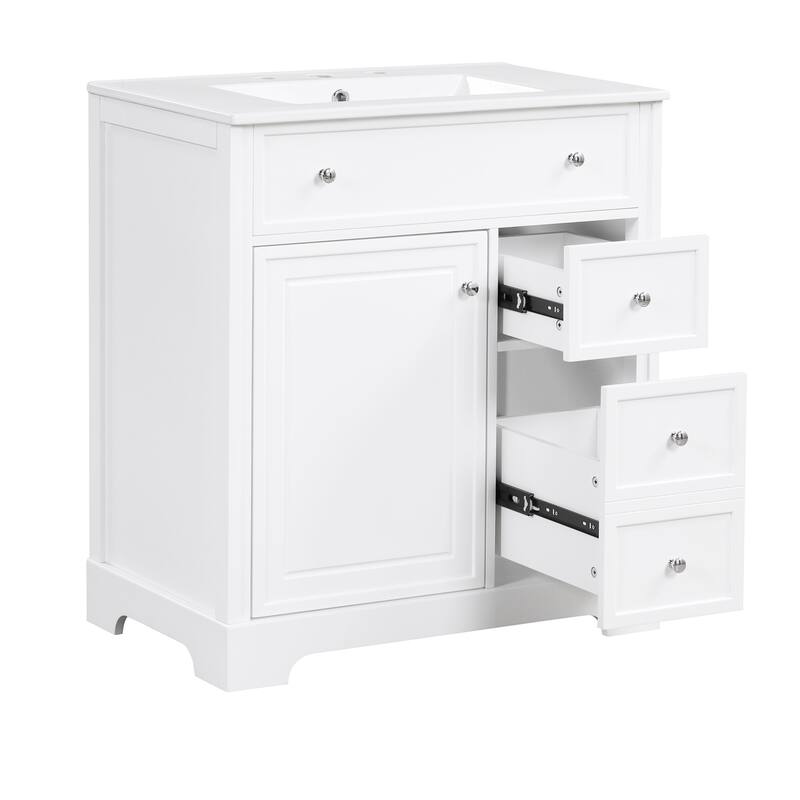 Modern Freestanding Bathroom Vanity with One Cabinet, Two Drawers, and Painted Finish - 30in L