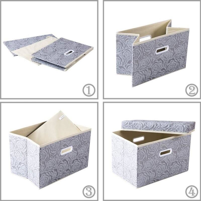Large Collapsible Storage Boxes with Lids 5Pack On Sale Bed Bath