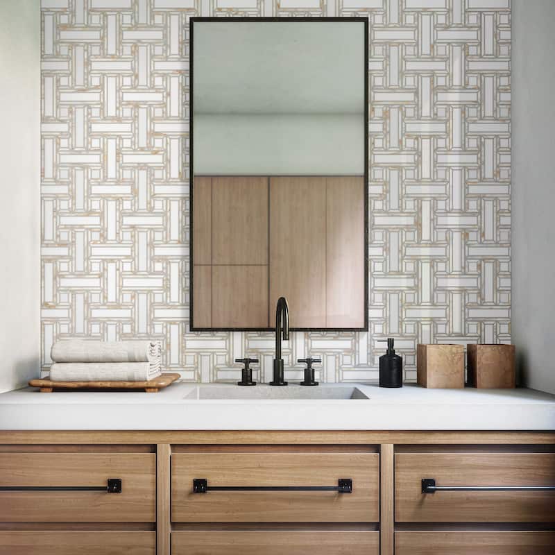 Daltile Gamma 2" Natural Stone Basketweave Wall and Floor Mosaic Tile (Set of 10)