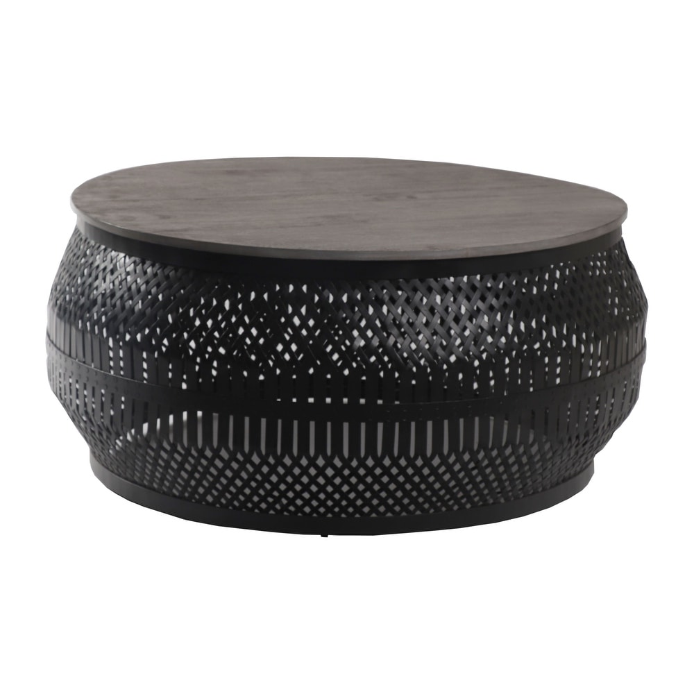 wood drum side table solid