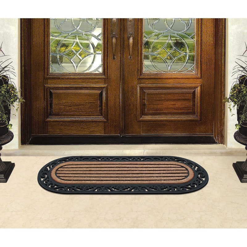 A1HC First Impression Oval 18" X 48" Rubber and Coir Molded Double Doormat
