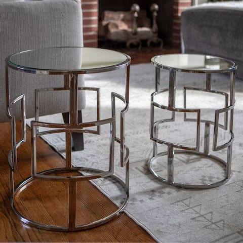 Silver Orchid Banks Mirrored Nesting Tables (Set of 2)