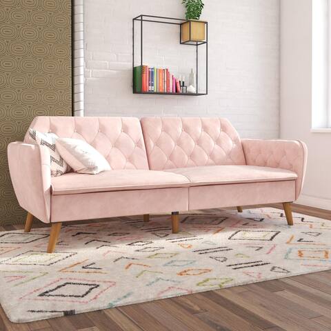The Novogratz Tallulah Velvet Fold-down Memory Foam Futon