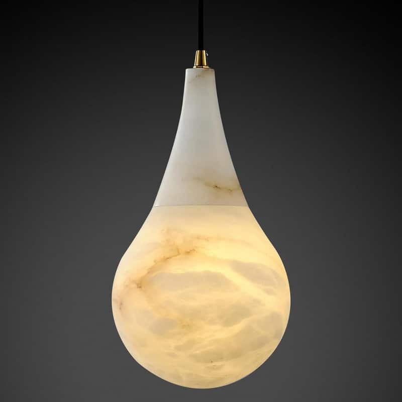 KAYLA Modern Indoor Pendant Lights Kitchen Island, Alabaster Single Pendant Hanging Light Fixture, Height Adjustable