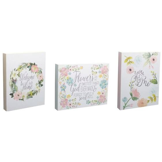Shop Pack Of 3 White Flower With Inspirational Quotes Square Wall