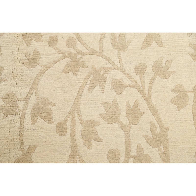 Floral Nepalese Vegetable Dye Wool Area Rug Hand-knotted Office Carpet - 5'8" x 8'7"