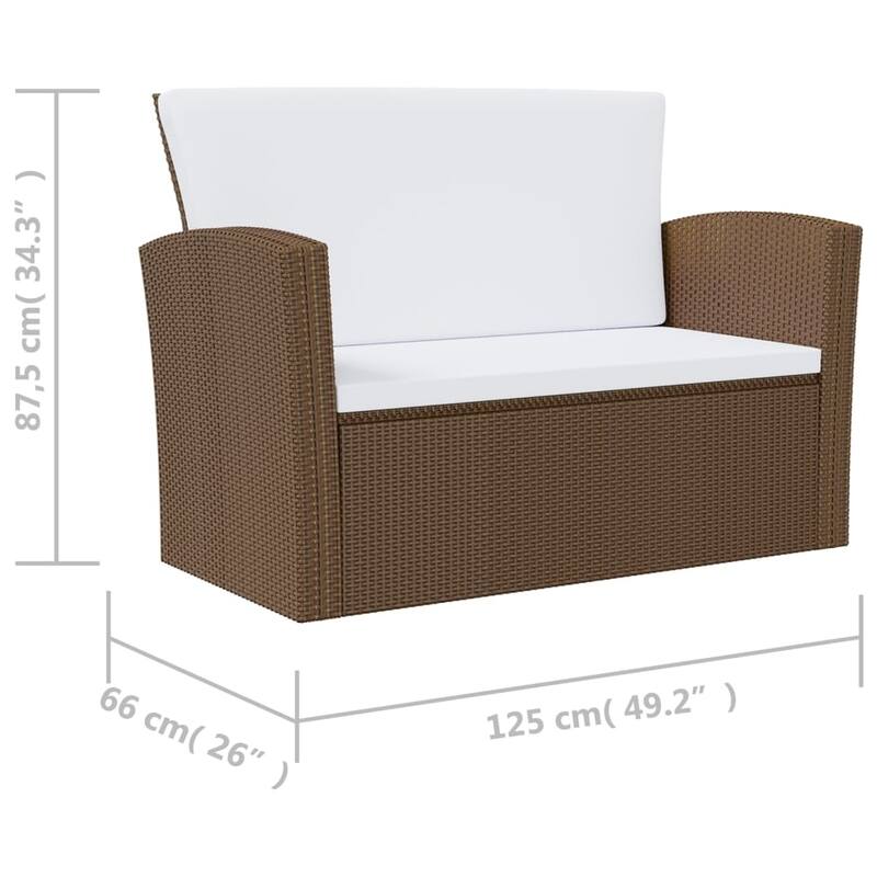 vidaXL Patio Lounge Set Sectional Sofa Set 4 Piece with Cushions Poly Rattan