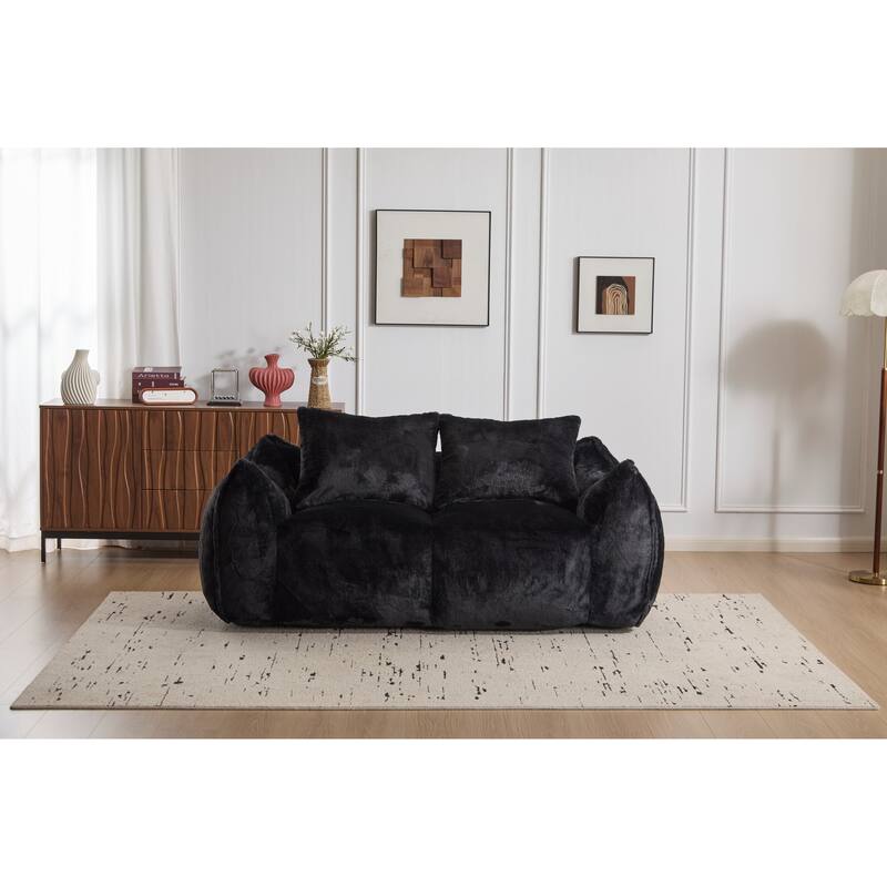 Oversized Bean Bag Sofa Reading Chair, 2-Seater Giant Bean Bag Couch with Pillows, Loveseat Chaise Lounge Sofa Chair