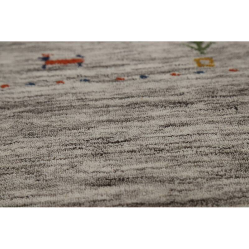 Hand Knotted Oriental 100% Wool Carpet Tribal Stripe Beige & Ivories Gabbeh Area Rug - 5' 11'' X 3' 11''