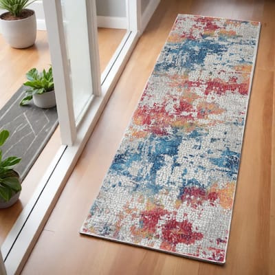 Foyew Power Loomed Distressed Abstract Modern Non Skid Area Rug By HomeRoots - 72' X '24' X '0.5