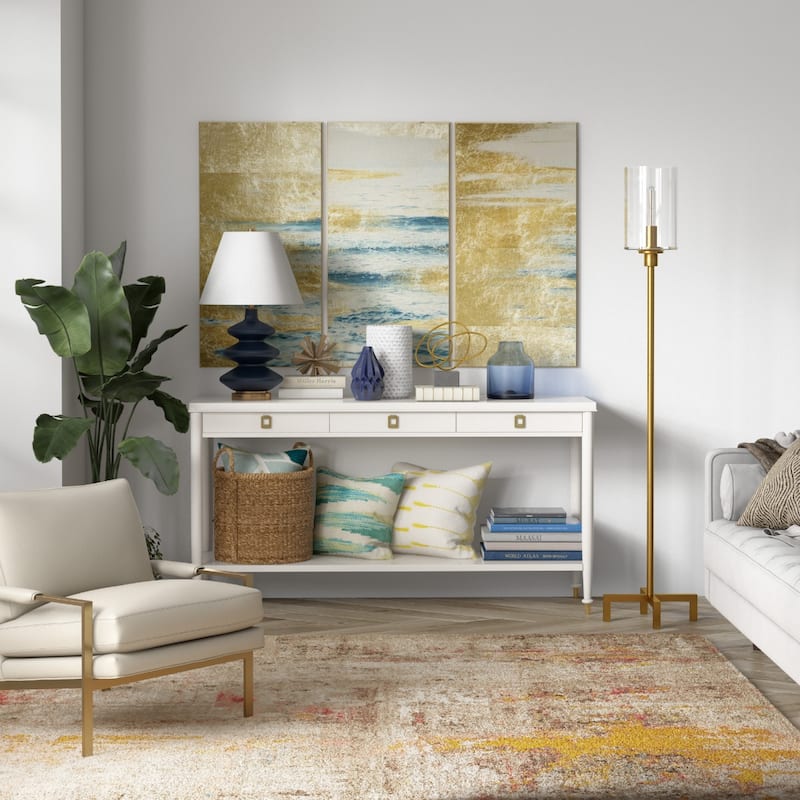 66" Modern Torchiere Floor Lamp with Glass Drum Shade and Metal Base Foot Switch Plug-In for Living Room - 66"H x 13"W x 13"D