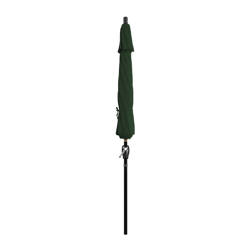 California Umbrella 9' Rd. Aluminum Patio Umbrella, Crank Lift with Push Button Tilt, Black Finish, Pacifica Fabric