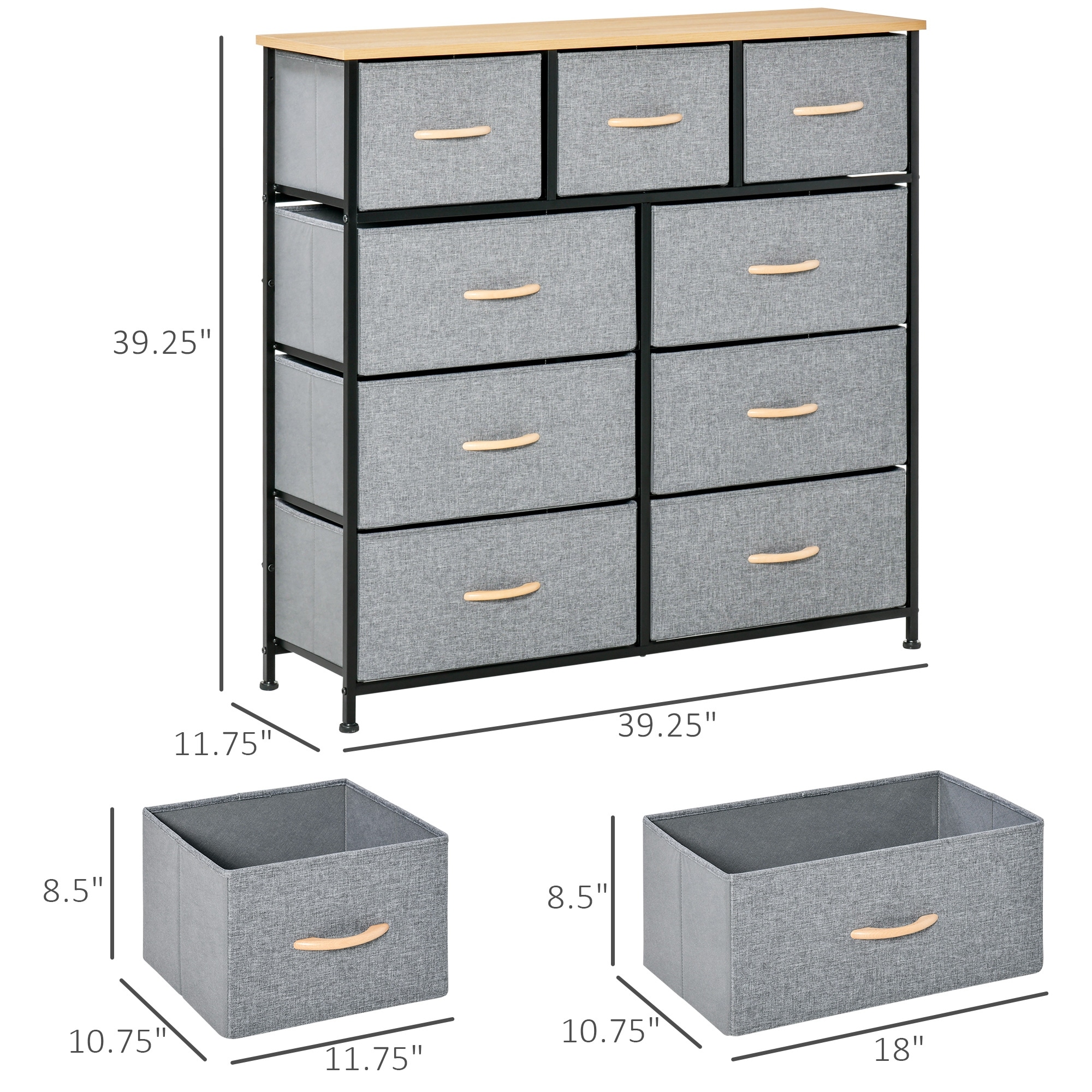 https://ak1.ostkcdn.com/images/products/is/images/direct/5947551da817d3b6a789704724338a63143346f6/HOMCOM-9-Drawers-Storage-Chest-Dresser-Organizer-Unit-w--Steel-Frame%2C-Wood-Top%2C-Easy-Pull-Fabric-Bins%2C-for-Bedroom%2C-Hallway.jpg