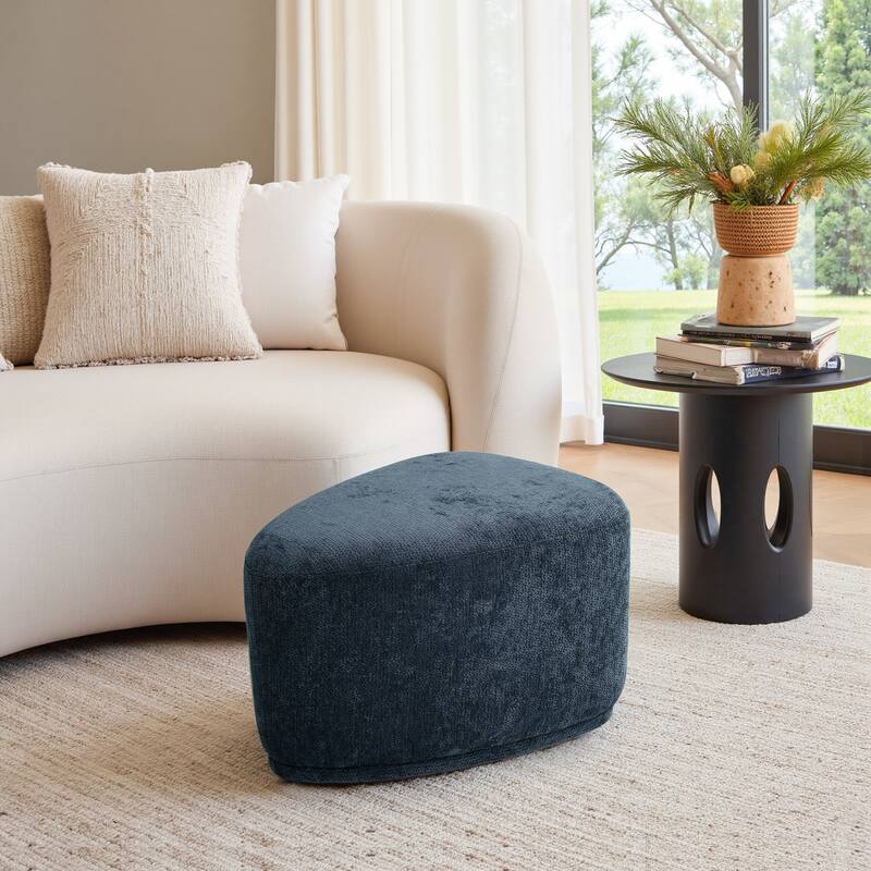 Bonnie 26"/43" W Chenille Small/ Oversized Triangular Cheese Ottoman