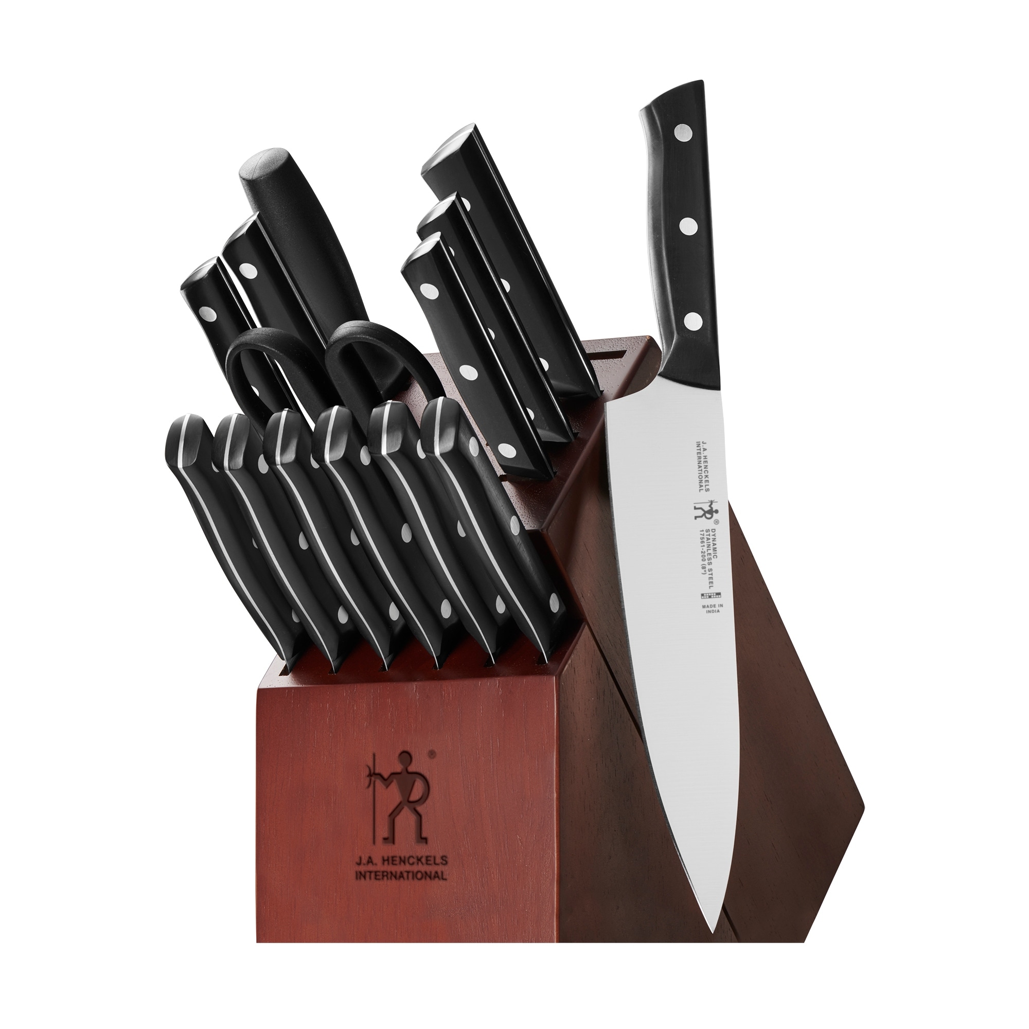 GINSU Black Handle Knife Set of 11 Knives With Wooden Block Not