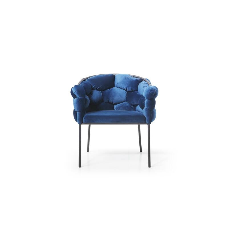 Modrest Debra Modern Blue Velour Dining Chair