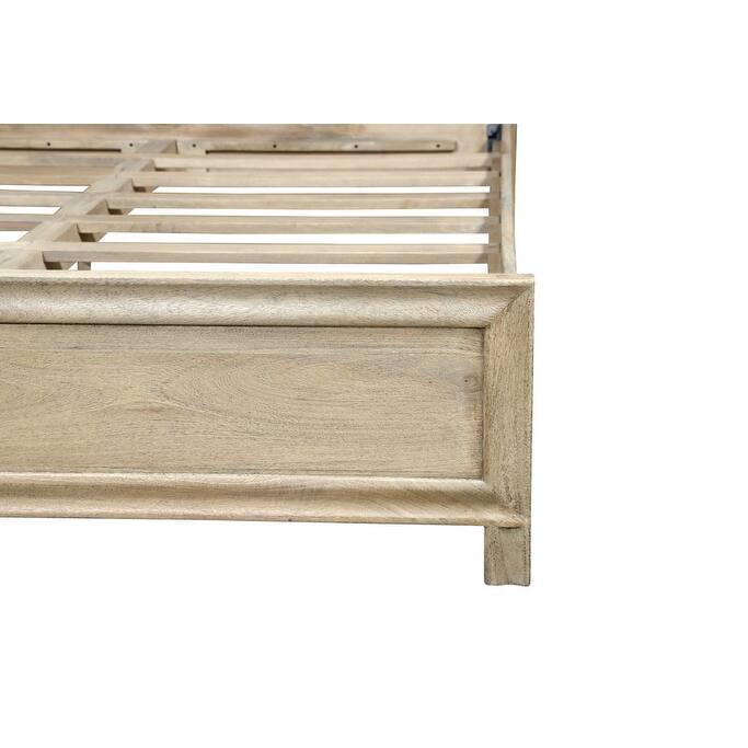 HomeRoots Gray Carved Abstract Solid Wood King Bed Frame