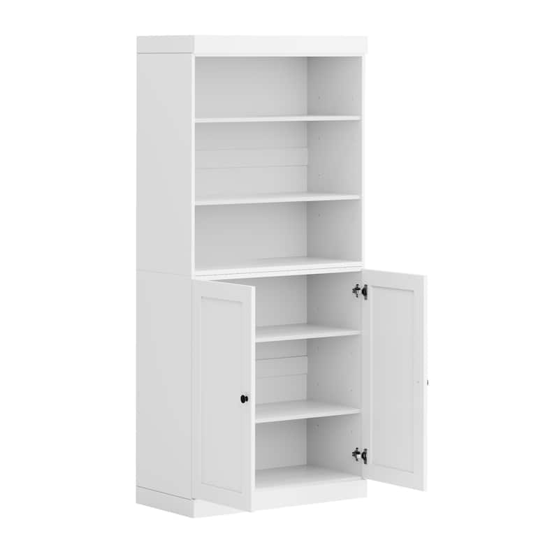 Palace Imports 100% Solid Wood 6-Shelf Bookcase with Shaker Doors and Adjustable Shelves