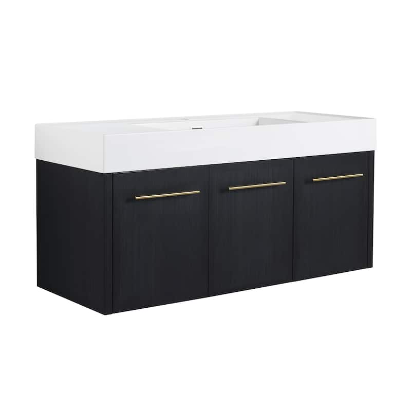 Topcraft Wall-Mounted Bathroom Vanity With Sink - 48" - Black Chestnut