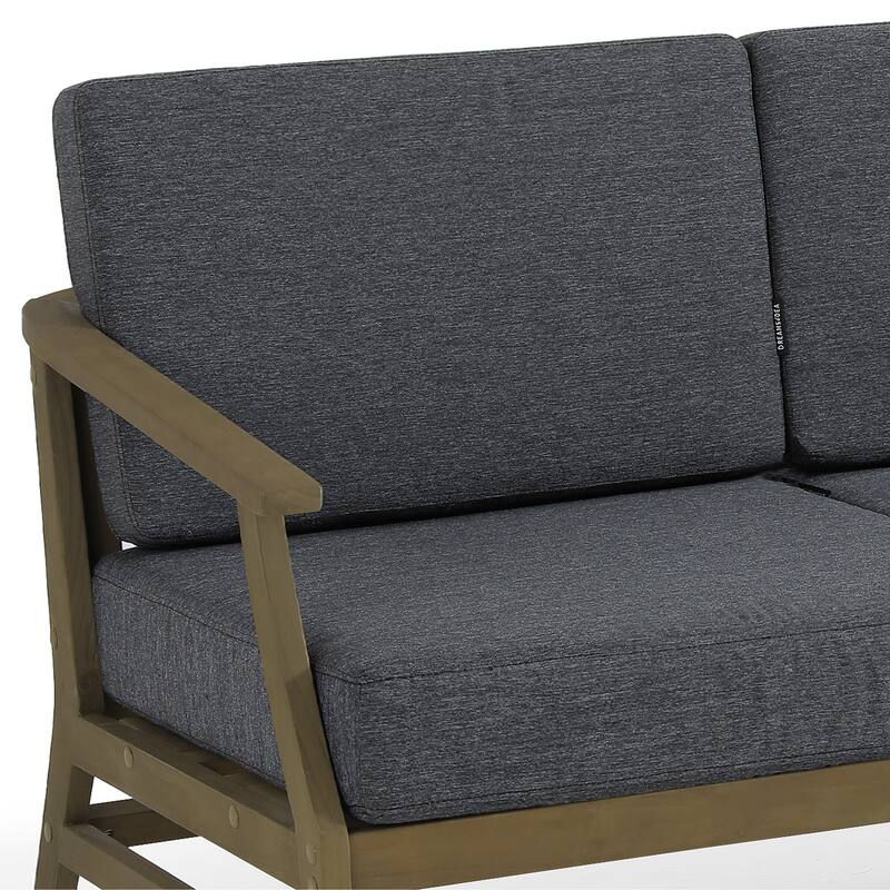 Patio Teak Wood Outdoor Loveseat Sofa with Cushions