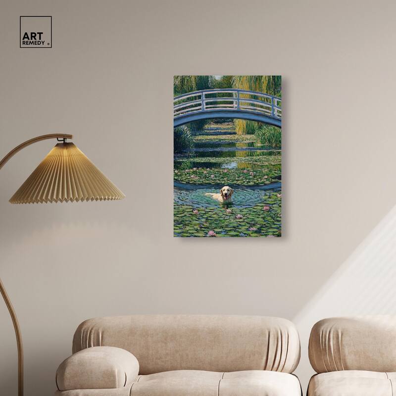 The Pond Under the Bridge Canvas by Art Remedy, Gallery Wrapped